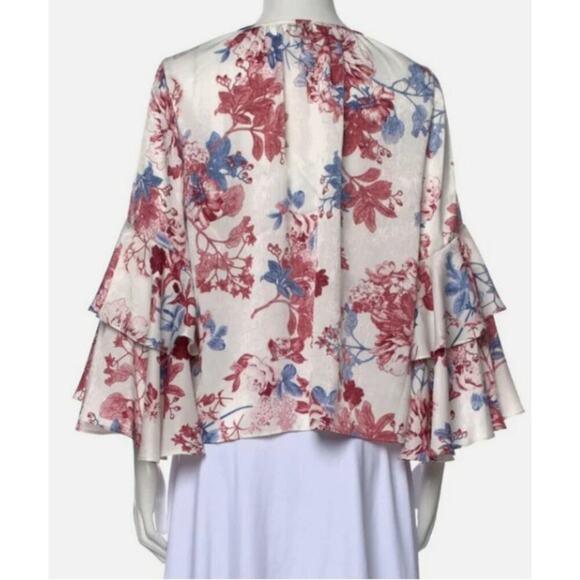 Misa Los Angeles Womens Leona Top Small White Floral Bell Sleeve Boho Romantic - Picture 3 of 12